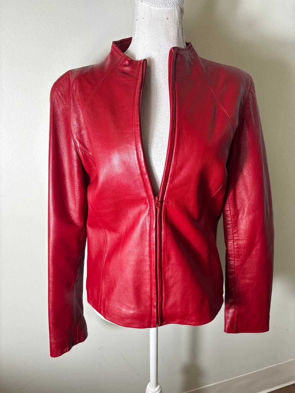 Yovonne Marie Red Leather Jacket Sz 8